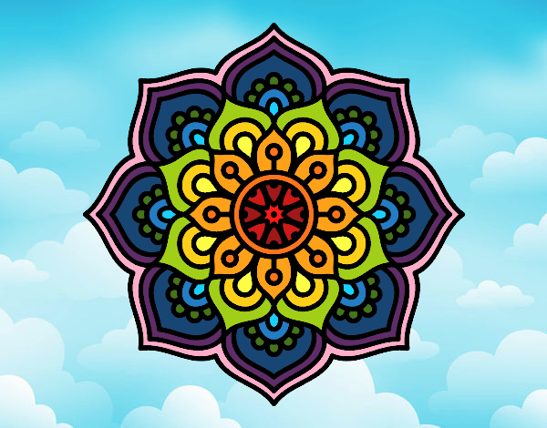 Dibujo Mandala flor de la concentración pintado por Vibrio88