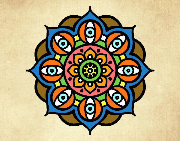 Dibujo Mandala ojos abiertos pintado por JOSEMG