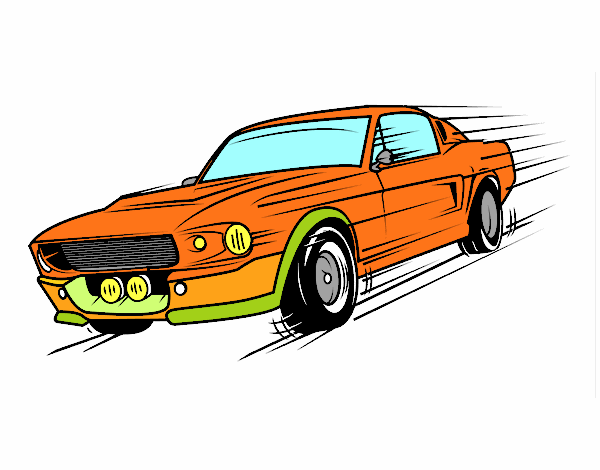 Dibujo Mustang retro pintado por JOSEMG