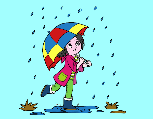 Dibujo Niña con paraguas bajo la lluvia pintado por JOSEMG