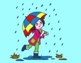 Dibujo Niña con paraguas bajo la lluvia pintado por JOSEMG
