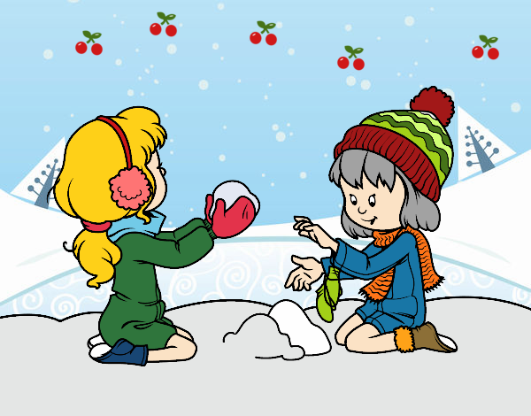 Dibujo Niñas jugando con la nieve pintado por JOSEMG