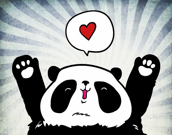 Dibujo Panda enamorado pintado por yussette 