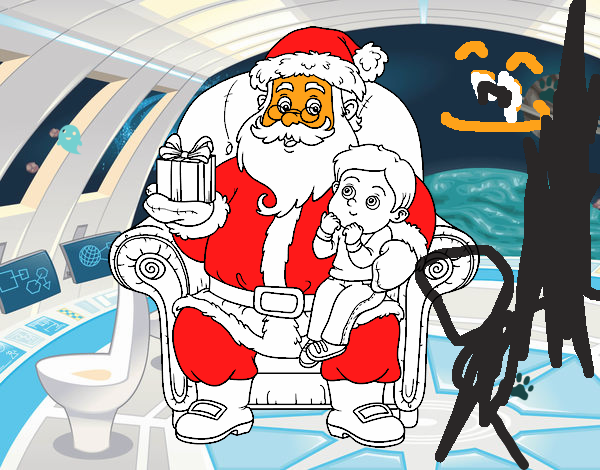 Dibujo Papá Noel y niño en Navidad pintado por ignacio12