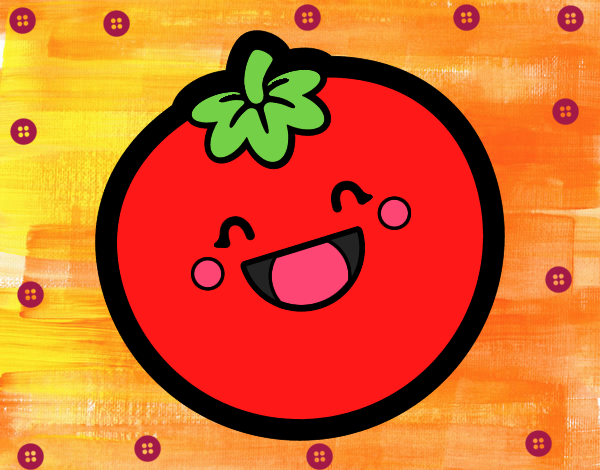 Dibujo Tomate sonriente pintado por esrellita