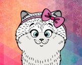 Dibujo Una gatita con lazo pintado por yussette 