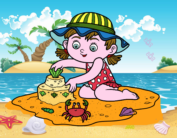 Dibujo Una niña jugando en la playa pintado por JOSEMG