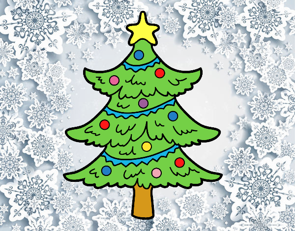 Dibujo Árbol de navidad decorado pintado por camisho