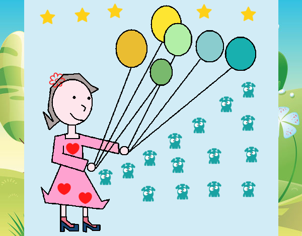 Chica con globos 1