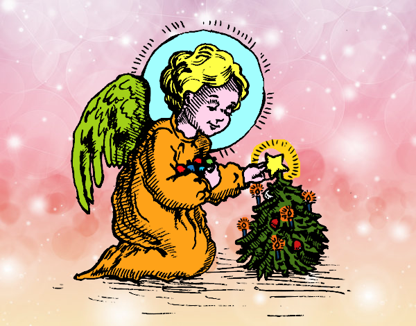 Dibujo Angelito navideño pintado por JOSEMG
