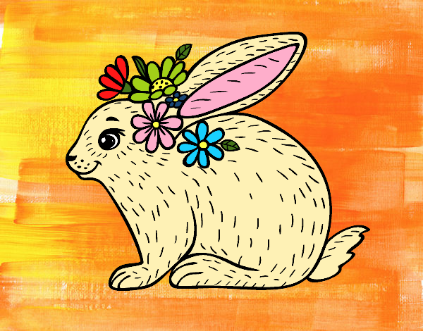 Dibujo Conejo primaveral pintado por meibol