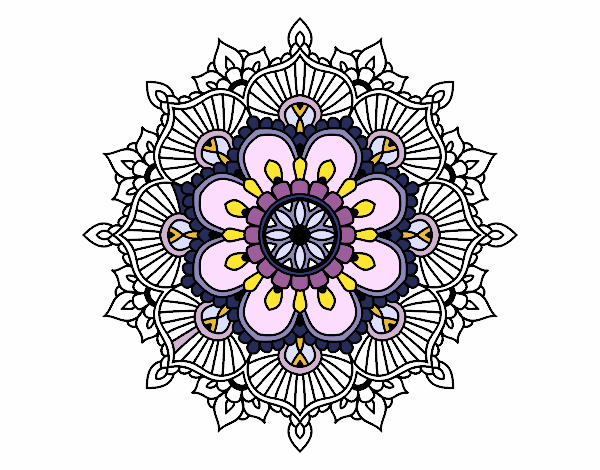 Dibujo Mandala destello floral pintado por luvezu