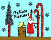 Dibujo Postal Felices Fiestas pintado por melanysrr