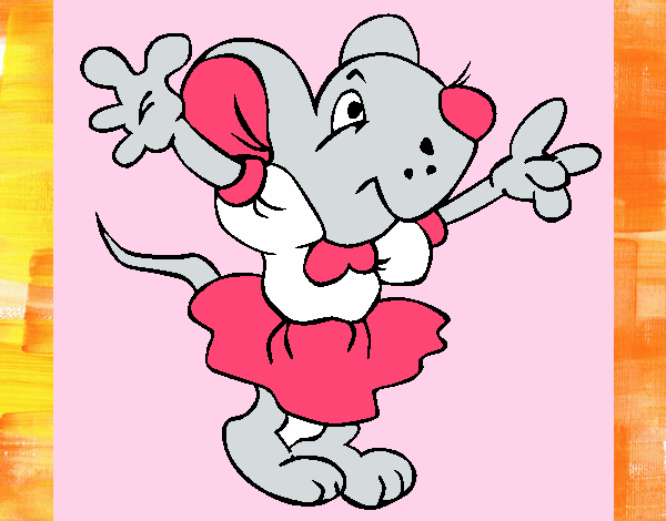 Dibujo Rata con vestido pintado por meibol