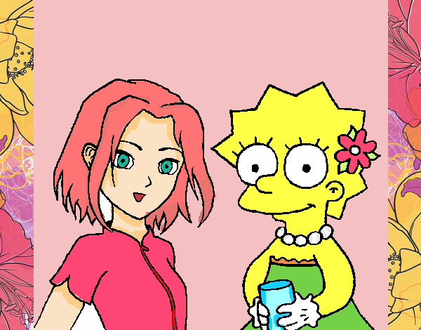 Dibujo Sakura y Lisa pintado por Onigiri
