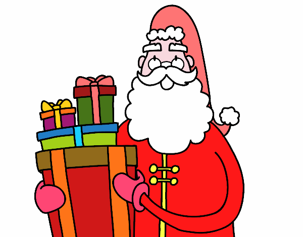 Dibujo Santa Claus con regalos pintado por NicoDP