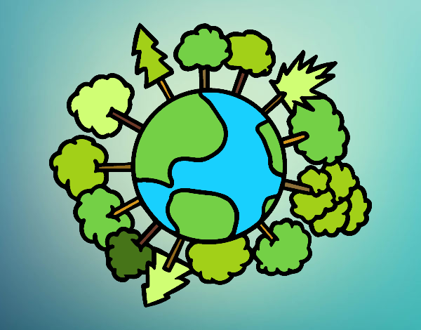 Dibujo Planeta tierra con árboles pintado por Ali2004