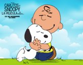Dibujo Snoopy y Carlitos abrazados pintado por Joahan 
