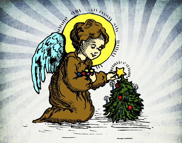 Dibujo Angelito navideño pintado por kioblack 