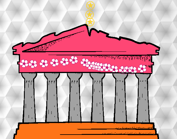Dibujo El Partenón pintado por nido