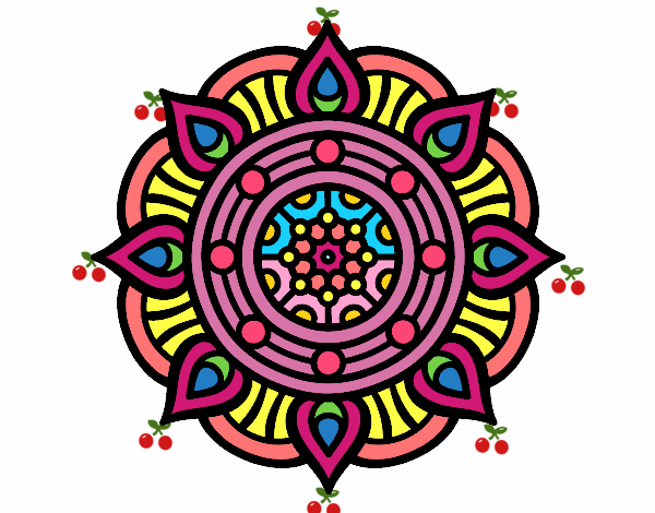 Dibujo Mandala puntos de fuego pintado por nido