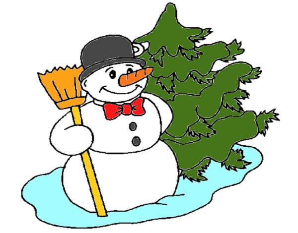 Dibujo Muñeco de nieve y árbol navideño pintado por Bertha1276