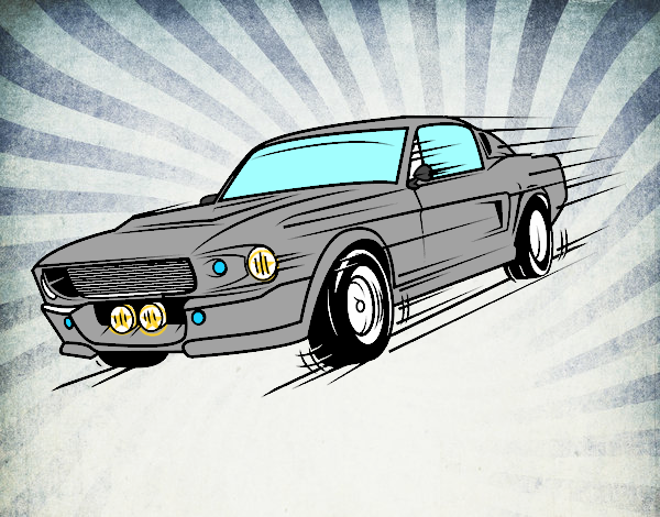 Dibujo Mustang retro pintado por kioblack 