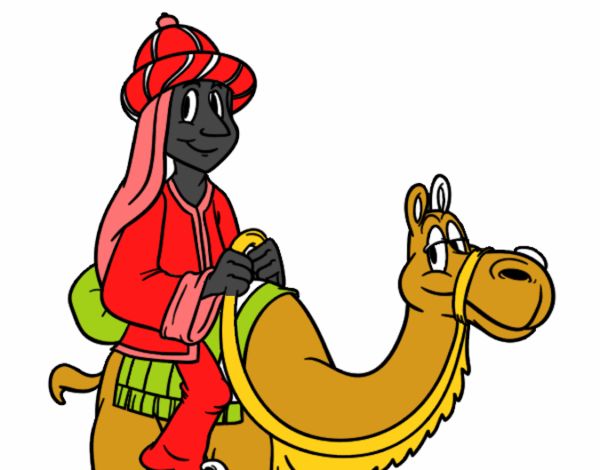 Dibujo Rey Melchor en camello pintado por Bertha1276