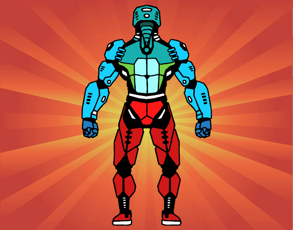 Dibujo Robot luchador de espaldas pintado por emiliano78