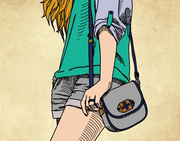 Dibujo Chica con bolso pintado por jade2001