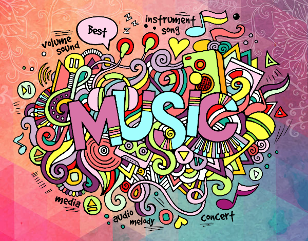 Dibujo Collage musical pintado por ROA22