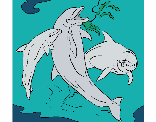 Dibujo Delfines jugando pintado por anauchiha