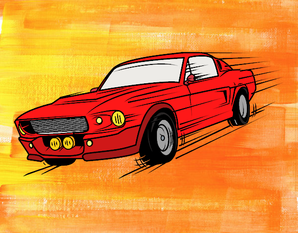 Dibujo Mustang retro pintado por lucian333o