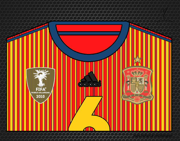 Dibujo Camiseta del mundial de fútbol 2014 de España pintado por Quim_Espej