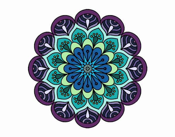 Dibujo Mandala flor y hojas pintado por Orianalas