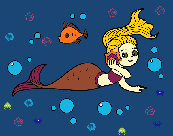 Dibujo Sirena mágica pintado por linda423