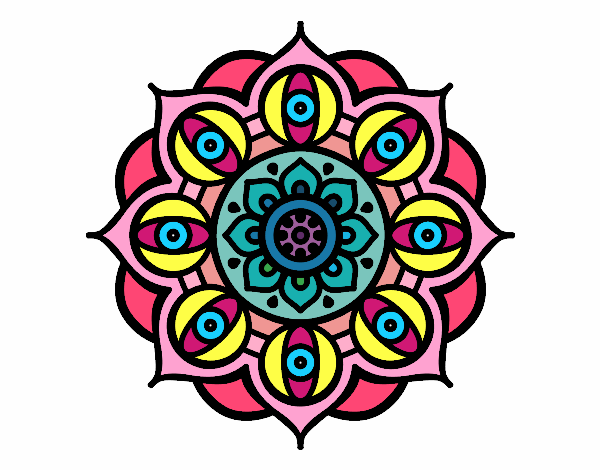 Dibujo Mandala ojos abiertos pintado por zada