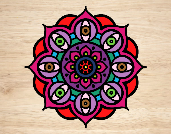 Dibujo Mandala ojos abiertos pintado por valery29