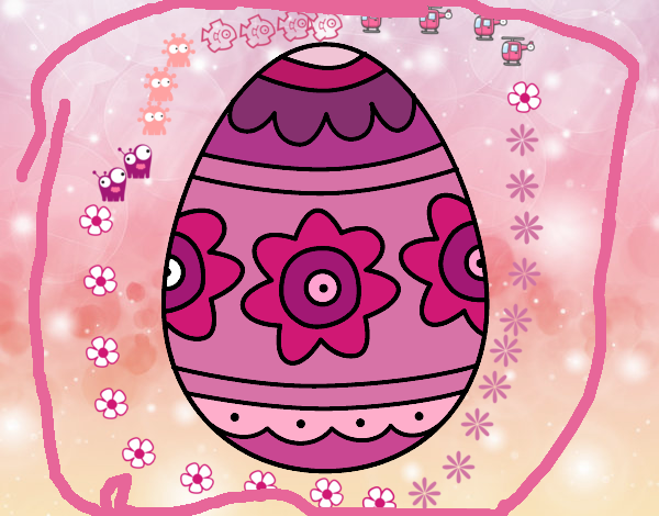Dibujo Huevo de Pascua con flores pintado por carrusel
