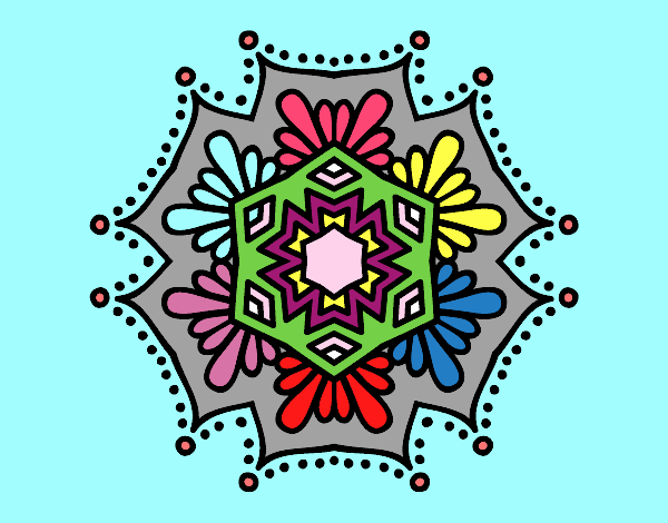 Dibujo Mandala flor simétrica pintado por mafarias