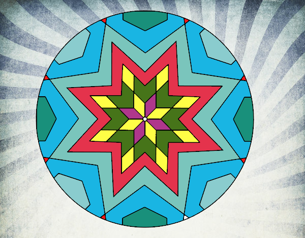 Dibujo Mandala mosaico estrella pintado por mafarias