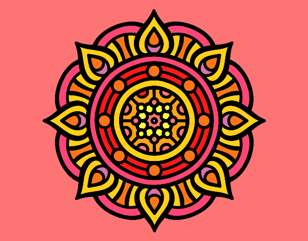 Dibujo Mandala puntos de fuego pintado por mafarias