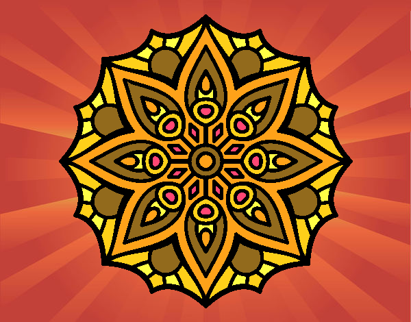 Dibujo Mandala simetría sencilla pintado por mafarias