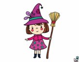 Dibujo Niña bruja de Halloween pintado por BarbiT