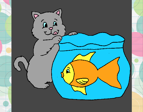 Dibujo Gato y pez pintado por matimanent