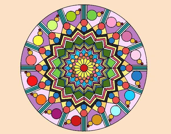 Dibujo Mandala flor con círculos pintado por mafarias