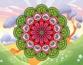 Dibujo Mandala flor y hojas pintado por mafarias