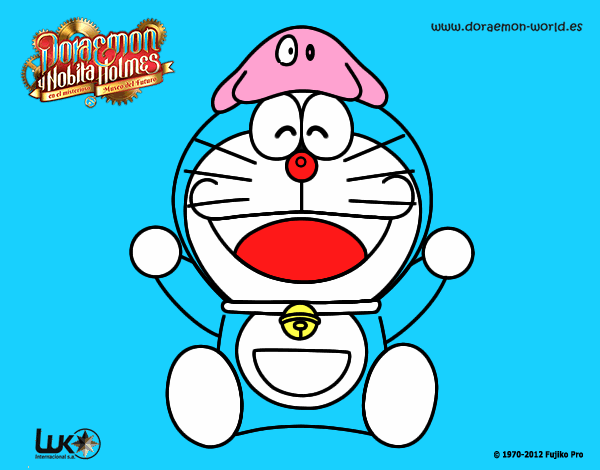 Dibujo Doraemon feliz pintado por blanca3
