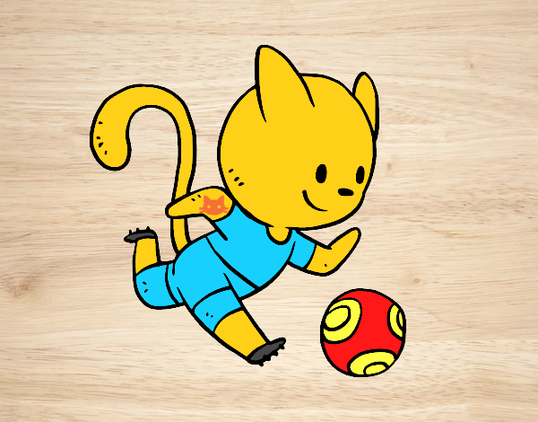Gato jugando a fútbol