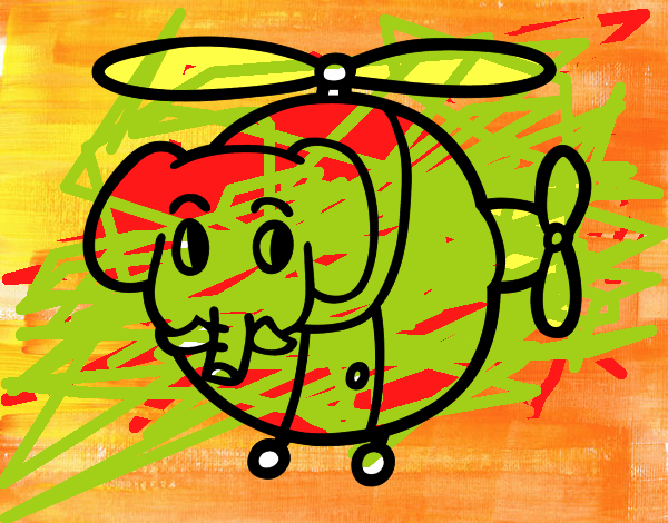 Helióptero con elefante